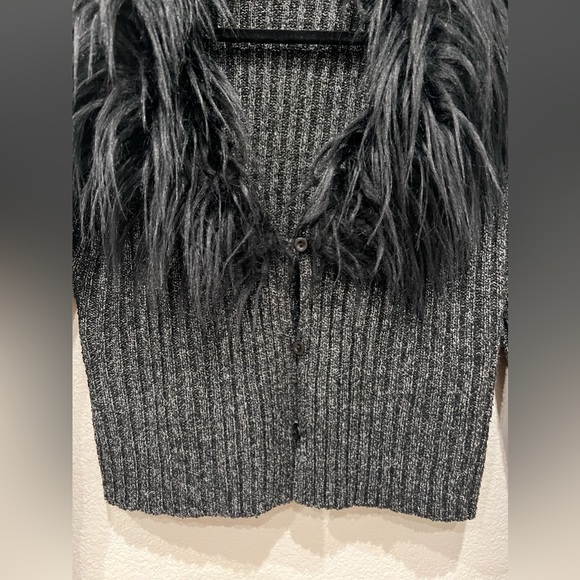 Pretty Garbage Medium Cardigan Sweater with faux Furry lining (not itchy!). - Picture 2 of 6